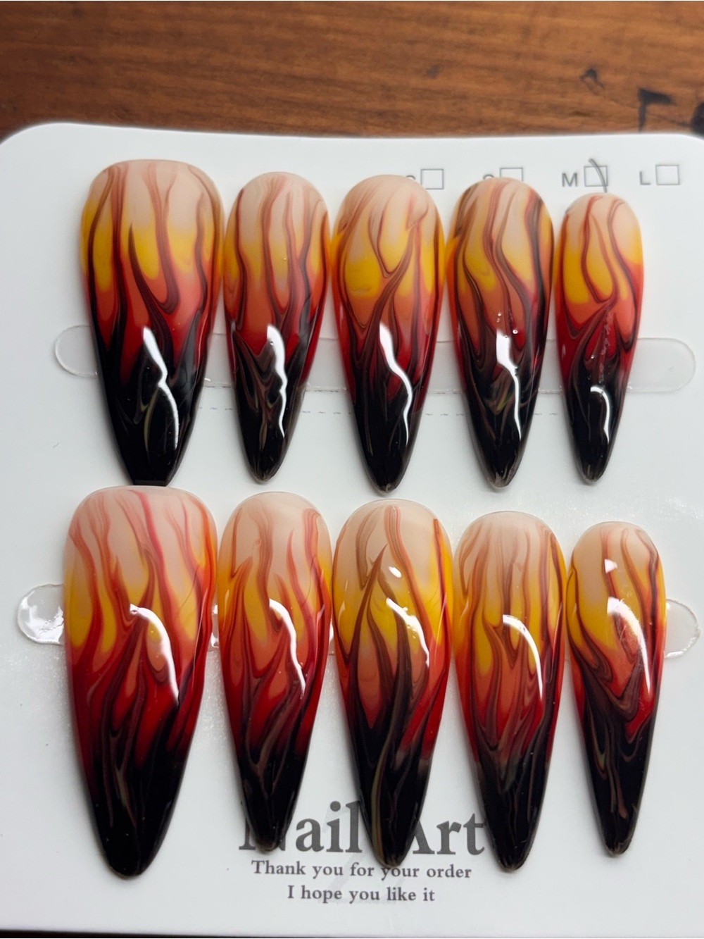 Flame Ombré Press-On Nails in Red, Yellow & Black